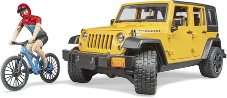 Іграшка Bruder 02543 Zabawka Jeep Wrangler Rubicon + rower i figurka