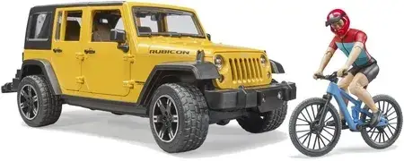 Іграшка Bruder 02543 Zabawka Jeep Wrangler Rubicon + rower i figurka, фото 3