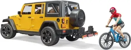 Іграшка Bruder 02543 Zabawka Jeep Wrangler Rubicon + rower i figurka, фото 5