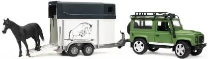 Іграшка Bruder 02592 Land Rover z przyczepą dla konia i figurką konia