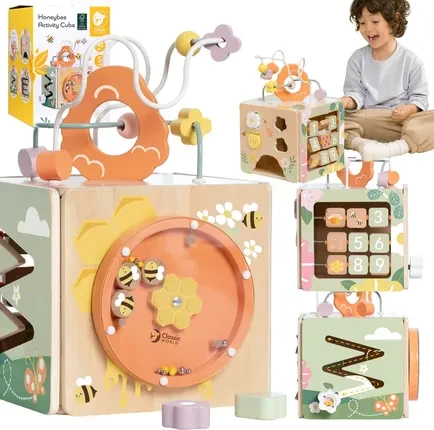 Іграшка інтерактивний куб Classic World Drewniana Kostka Edukacyjna Sensoryczna 5W1
