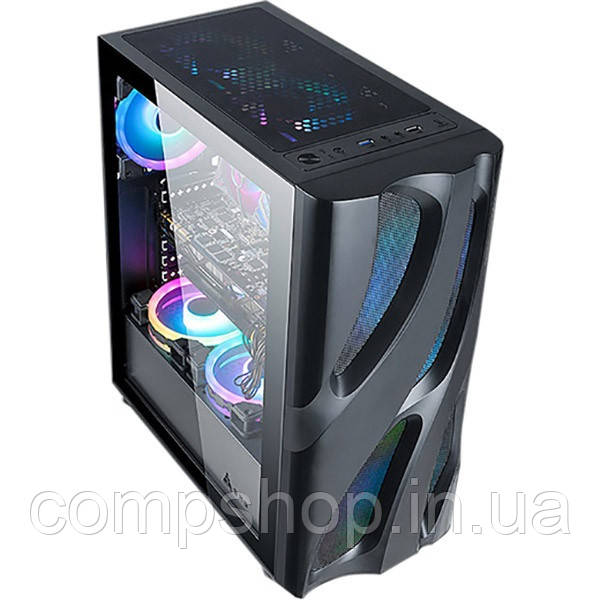 Корпус Midi-Tower без БЖ  GOLDEN FIELD PHANTOM-5 (1094B)  (гартоване скло, без вентиляторів, 1xUSB3.0,, фото 1