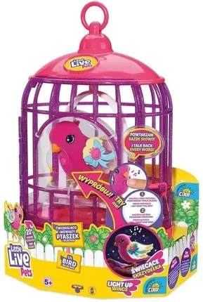 Іграшка Moose Little Live Pets Ptaszek Z Klatką Świecące Skrzydełka S14