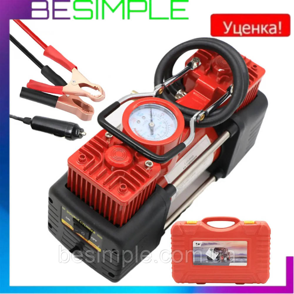 УЦІНКА! Автомобільний компресор з ремкомплектом для шин 12V, 10атм, 85л/хв / Автомобільний насос