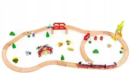 Іграшка Ecotoys Drewniana Kolejka Tor Pociąg Na Baterie, фото 1