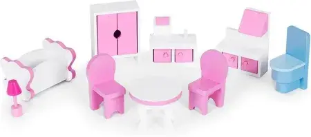 Іграшка EcoToys Drewniany Domek Dla Lalek Z Oświetleniem LED + Mebelków, фото 5