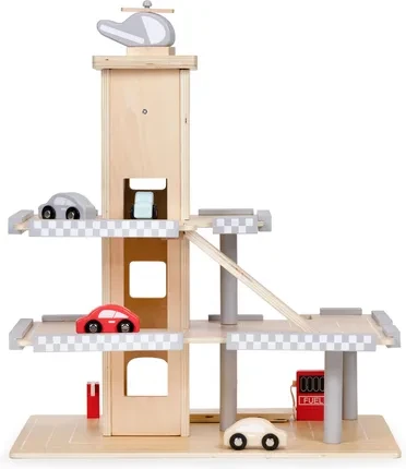 Іграшка Ecotoys Duży Drewniany Tor Garaż Parking Z Windą + Autka MUL-W04B047B