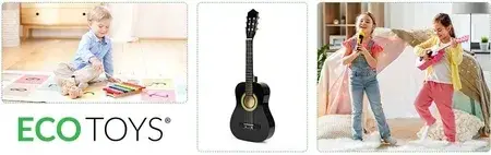 Іграшка Ecotoys Gitara Dla Dzieci Duża Drewniana 6 Strun, фото 6