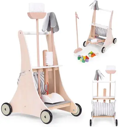 Набір Ecotoys Drewniany Do Sprzątania Wózek Beige, фото 1