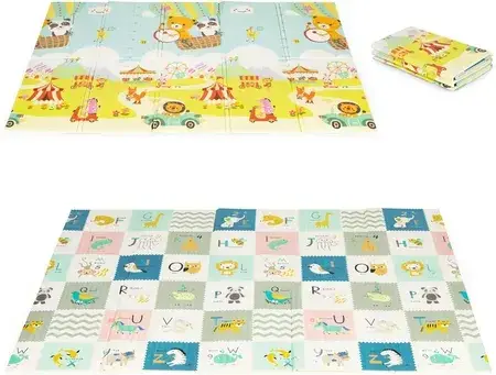 Розвиваючий килимок Ecotoys Mata Piankowa Edukacyjna Dwustronna Składana Duża Torba ECOEVA014, фото 1