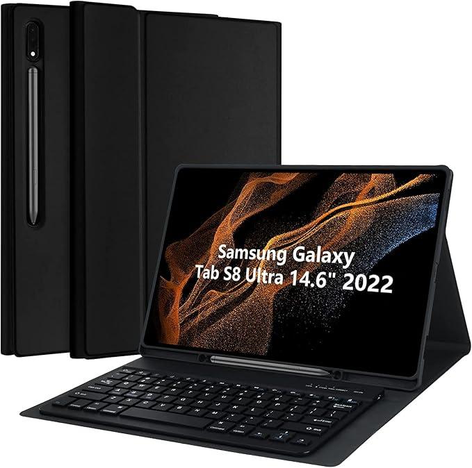 KBCASE - Чохол-клавіатура для Samsung Galaxy Tab S8 Ultra 14,6 дюйма QWERTZ-з захисним чохлом для кнопок