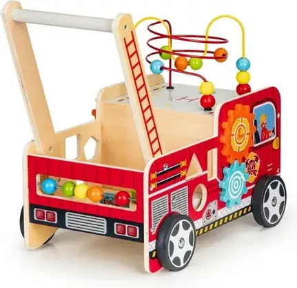 Ходунки дитячі Ecotoys Drewniany Pchacz Edukacyjny Z Klockami Straż, фото 4