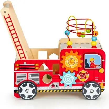 Ходунки дитячі Ecotoys Drewniany Pchacz Edukacyjny Z Klockami Straż, фото 5