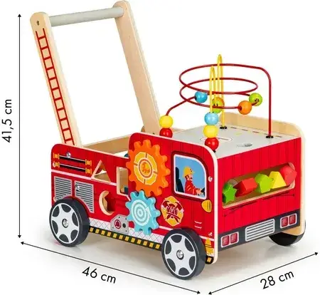 Ходунки дитячі Ecotoys Drewniany Pchacz Edukacyjny Z Klockami Straż, фото 6