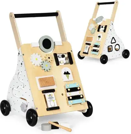Ходунки дитячі Ecotoys Drewniany Chodzik Pchacz Wózek Edukacyjny Dla Dzieci TL01035, фото 1