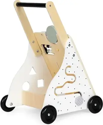 Ходунки дитячі Ecotoys Drewniany Chodzik Pchacz Wózek Edukacyjny Dla Dzieci TL01035, фото 5