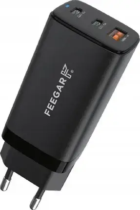 Зарядний пристрій Feegar Gall GaN 65W USB-A USB-C Black, фото 1
