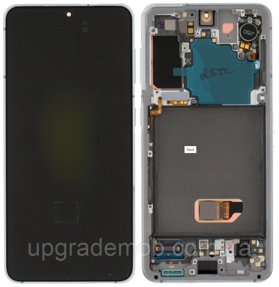 Дисплей модуль тачскрин Samsung G991 Galaxy S21 5G чорний Amoled оригінал сервісне паковання з рамкою