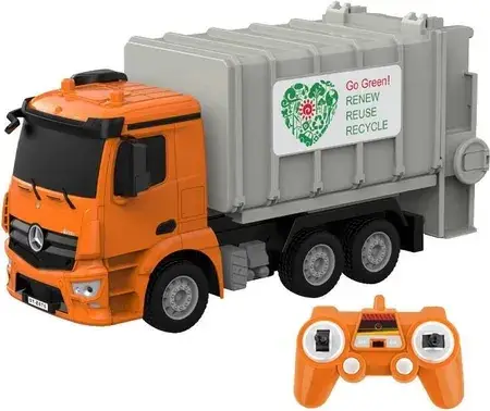 Іграшка Double Eagle Śmieciarka Zdalnie Sterowana Rc Na Pilota 1:26 Pomarańczowy Mercedes-Benz Antos E676-003, фото 1