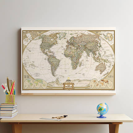 Картина на полотні "Географічна карта світу (англ), World Map", 75×106см, фото 1