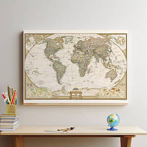 Картина на полотні "Географічна карта світу (англ), World Map", 75×106см