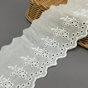 Мереживо на батисті Прошва 10 см - молочний матовий