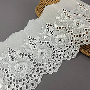 Мереживо на батисті Прошва 13 см - білосніжний