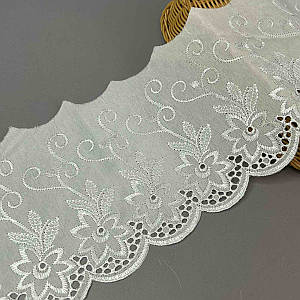 Мереживо на батисті Прошва 15,5 см - білосніжний