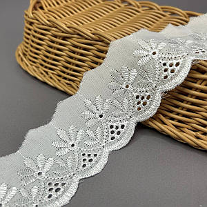 Мереживо на батисті Прошва 5 см - білосніжний