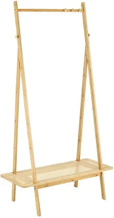 Вішалка Dekoracje Irys Wieszak drewniany z rattanową półką w kolorze naturalnym 168cm