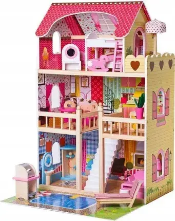 Іграшка Funfit Drewniany domek dla lalek z basenem + LED, фото 1
