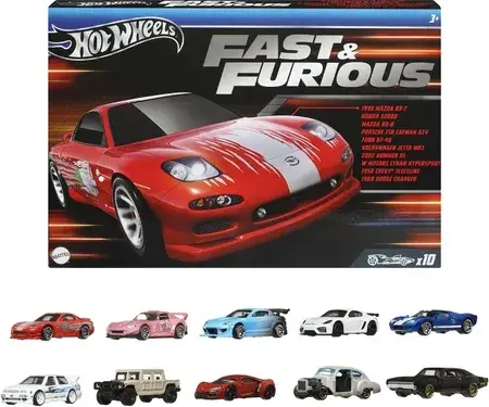 Іграшка Hot Wheels Fast & Furious Szybcy i wściekli 10-pak HVX27, фото 1