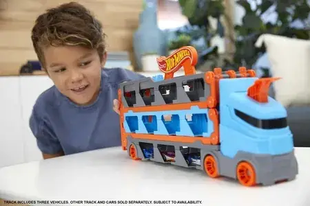 Іграшка Hot Wheels City Transporter Autek Tory Wyścigowe +3 auta GVG37, фото 6