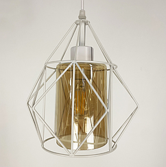 Підвіс у білому корпусі із янтарним плафоном 12652/1 WT+AM