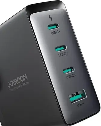 Зарядний пристрій Szybka sieciowa GaN 140W 3 x USB-C / USB-A Joyroom JR-TCG05EU - Black + USB-C - USB-C 240W 1.2m, фото 3