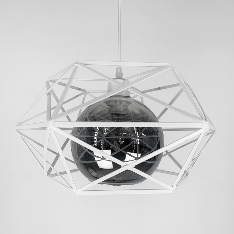 Люстра в білому корпусі з плафоном янтар або графіт 11870/1 WT, фото 1