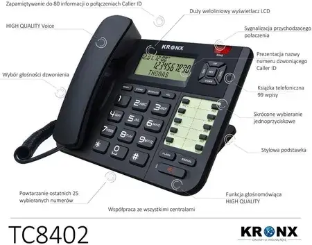 Стаціонарний телефон Kronx KR-TC8402, фото 3