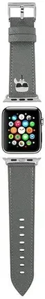 Ремінець для розумного годинника Karl Lagerfeld Saffiano Karl Heads Srebrny Pasek Apple Watch 42/44/45 mm (KLAWLOKHG)