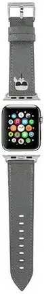 Ремінець для розумного годинника Karl Lagerfeld Saffiano Karl Heads Srebrny Pasek Apple Watch 42/44/45 mm (KLAWLOKHG), фото 1