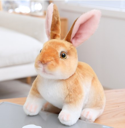 М'яка іграшка реалістичний рудий з білим кролик Bunny 28 см, фото 1