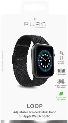 Ремінець для розумного годинника Puro Loop Band - Pleciony pasek do Apple Watch 38/40/41 mm (Black) (AW40LOOPBLK), фото 3