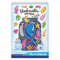 Sketch-book ф.А5 30 арк,цел.картон,УФ-лак,офс 150г/м2,пруж