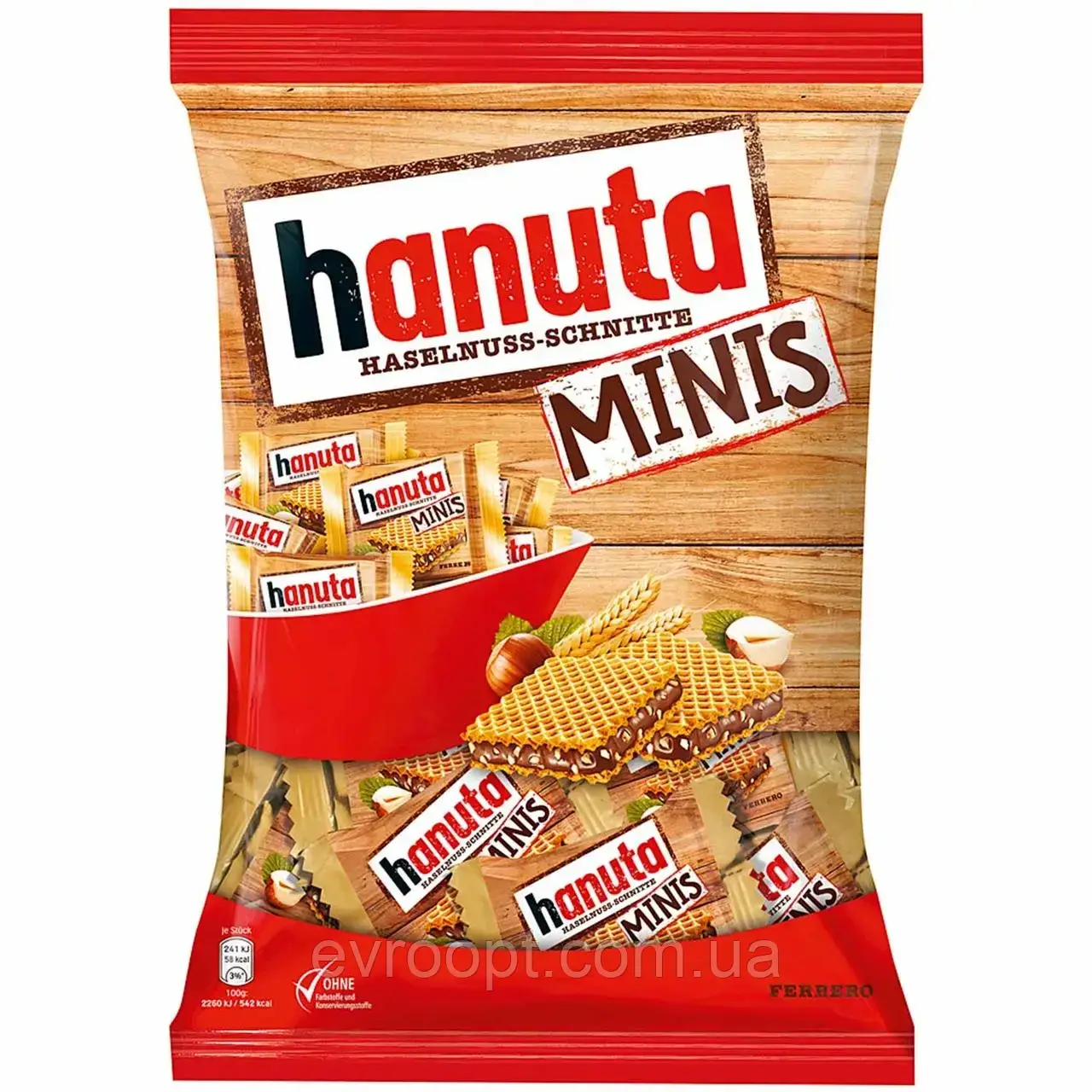 Печиво-вафлі HANUTA Minis 220 г. в пакеті. Німеччина