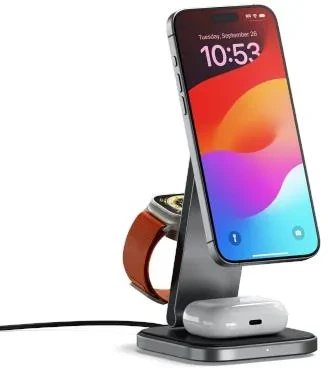 Зарядний пристрій Satechi 3-in-1 Foldable Charging Stand - składana ładująca Qi2 do trzech urządzeń (US,CAN,EU,UK) Gwiezdna