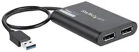 Спліттер Startech.Com Usb To Dual Displayport Adapter - 4K 60Hz 3.0 (5Gbps) External Video Displaylink Dl-6950 Black