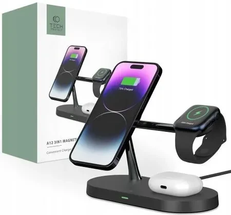Зарядний пристрій Tech-Protect A12 3in1 Magnetic Magsafe Wireless Charger Black