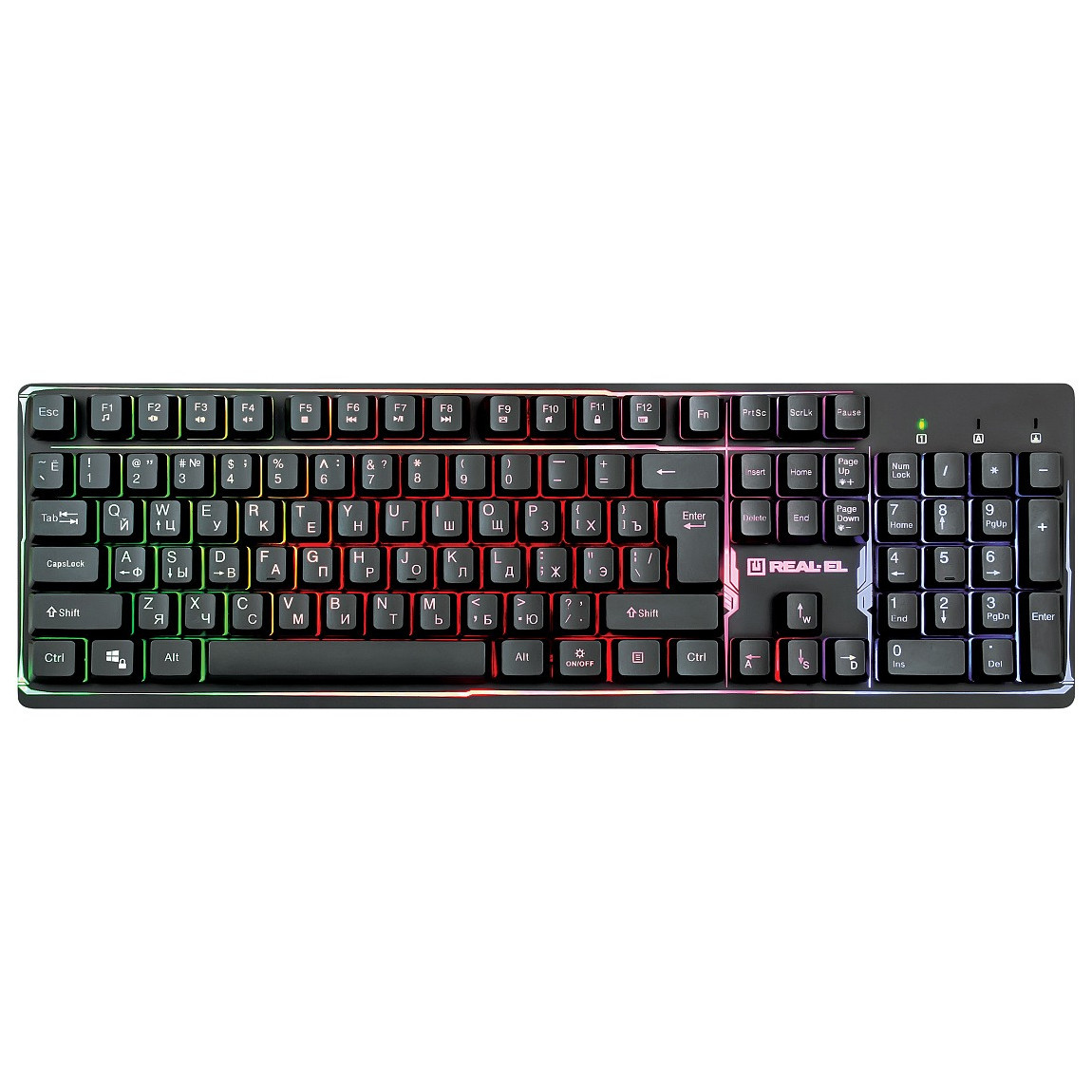 Клавіатура REAL-EL Comfort 7011 Backlit Ukr Black — зручна, ергономічна, з підсвіткою для комфортної роботи