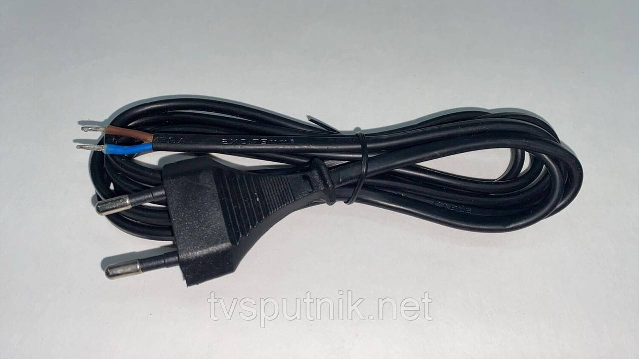 Шнур мережевий без роз'єму 2x0.75мм, 1,8м, чорний