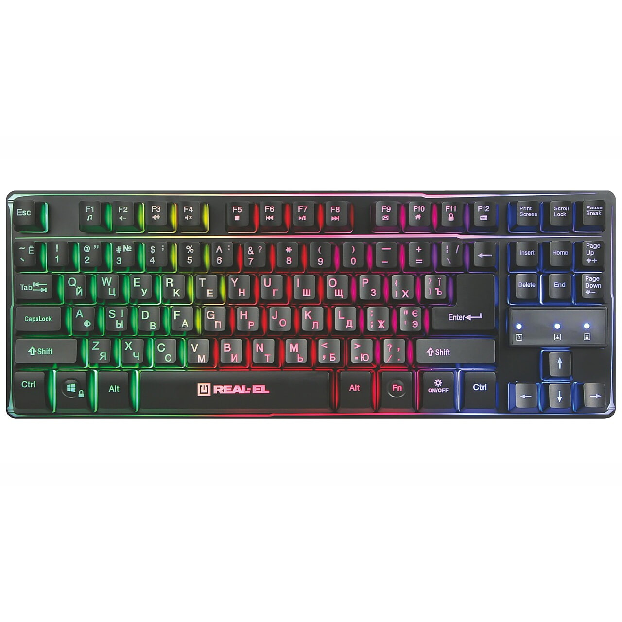 Ігрова компактна клавіатура REAL-EL Gaming 8710 TKL Backlit Ukr Black, зручна та функціональна