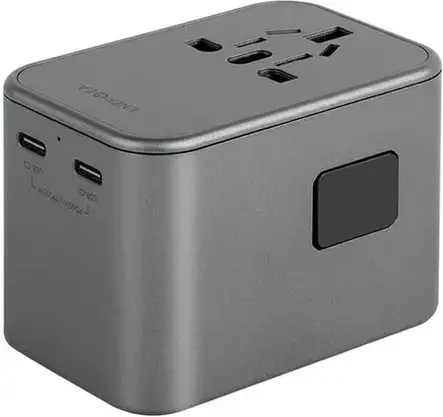 Зарядний пристрій Energea Ład Siec 1Xusb 2Xusb C Pd Pps Qc 3 0 65W 1A2C Adapter 4W1 Us Ua Eu Uk Gray Gunmetal Travelworld Gan65W, фото 4